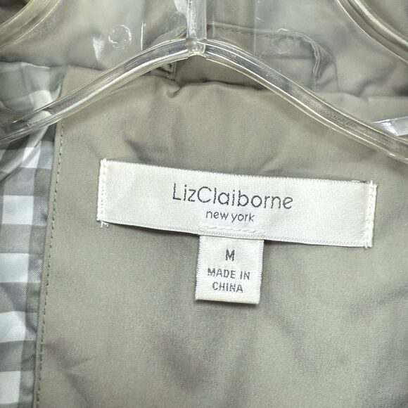 Liz Claiborne NY Green Lined Rain Windbreaker Coat Hooded Coat Womens Size M - Picture 4 of 16